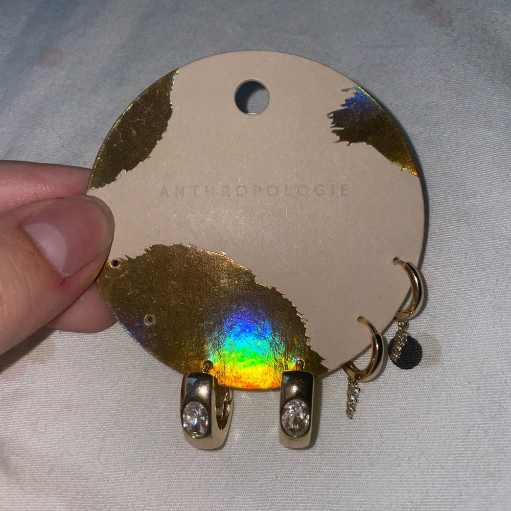 brand new anthropologie earrings 14k gold plated